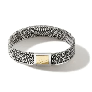SS/18K Yellow Gold  Bracelet  12MM / Size UL Rata Hammered