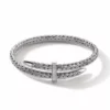 John Hardy Spear Flex Cuff – Silver with White Diamonds Pave