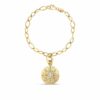 18K Yellow Gold Arabesque Diamond Flower Medallion Bracelet