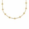 18K Yellow Gold Arabesque Alternating Diamond & Flower Long Necklace