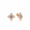 18K Rose Gold Venetian Princess Carnival Pave Diamond & Mixed Stones Large Flower Stud Earrings