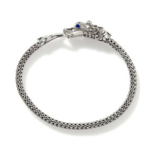 Legends Naga Sterling Silver With Black Sapphire & Blue Sapphire Eyes Bracelet