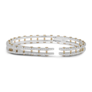 14K Yellow/White Gold with Diamond Bangle Cyborg White Gold