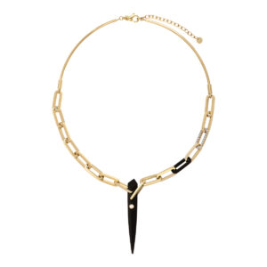 14K Yellow Gold with Diamond Necklace Tribal Tiger Eye