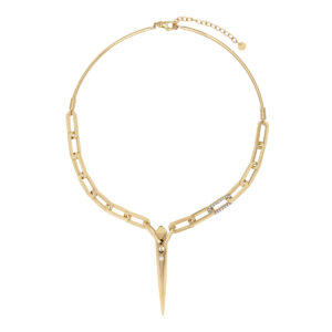 14K Yellow Gold With Diamond Necklace Tribal Tiger Eye