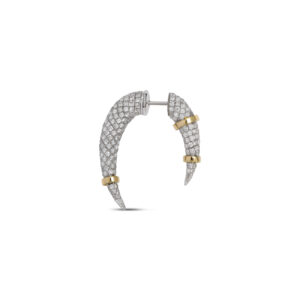 14K Yellow/White Gold With Full Diamond Earring Horn