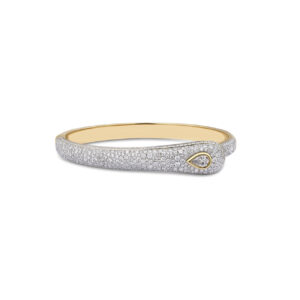 18k Yellow Gold with Diamonds Bangle Prestige Pear Full Pave
