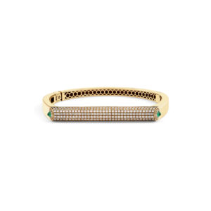 14K Yellow Gold With Diamonds Emeralds Bangle Grace