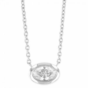 Roberto Coin 18K White Gold Oval Diamond Bezel Set Solitaire Necklace