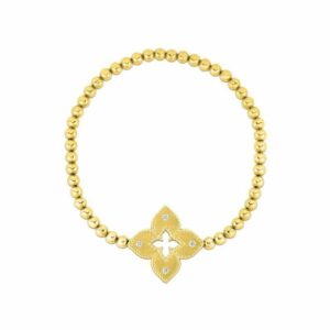 Roberto Coin 18K Yellow Gold Venetian Princess Diamond Flower Stretch Bracelet