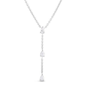 Roberto Coin 18k White Gold 3 Diamond 0.39cttw pear shape drop Necklace